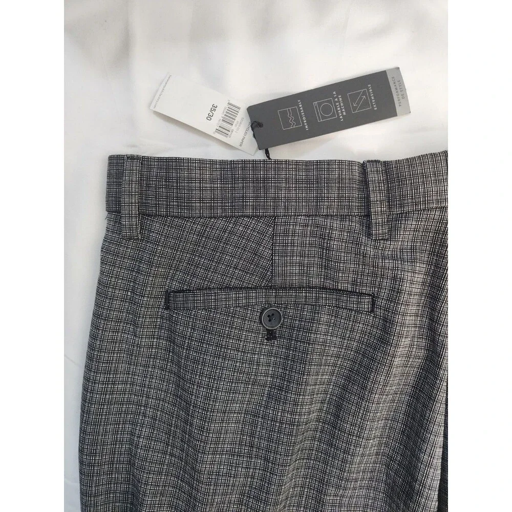 Banana Republic Men’s Pants Gray Plaid Wool Blend Lined Tailored Slim Fit 35x30